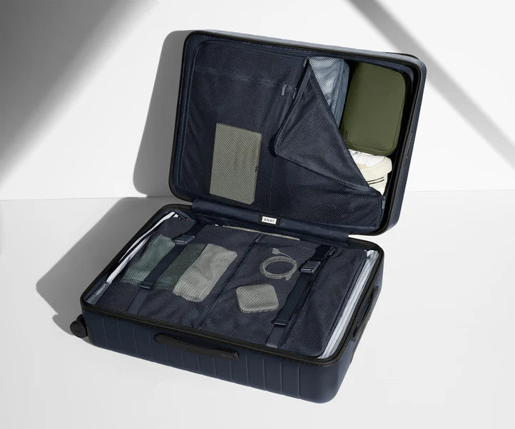 The Large in Navy Blue Check in Luggage
