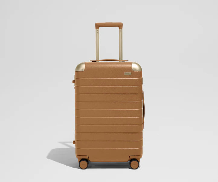 The Aluminum Edge Bigger Carry-On in Cognac Brown Luggage